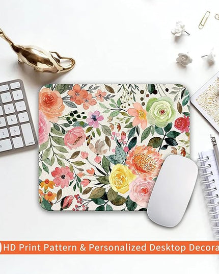 Square Mouse Pad Watercolour Floral,Personalized Premium-Textured Custom Mouse Mat Design,Washable Mousepad Cloth,Non-Slip Rubber Base Computer Mouse Pads for Wireless Mouse