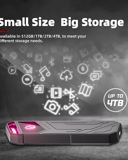KingSpec Z5 512GB External SSD - 2100MB/s, Portable Solid State Hard Drives with RGB Light, Zinc Alloy Case, USB 3.2 Gen2x2 Interface, Compatible with Mobile Phone/PS4/Laptop/TV/PC (512GB)