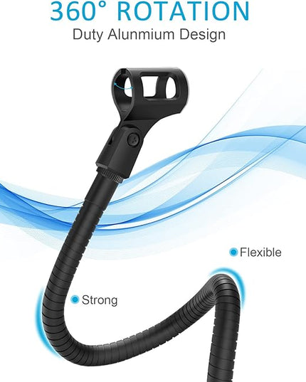 ZealSound Microphone Arm Stand,19 Inch Long Universal Gooseneck Desktop Mic Stand with 3/8" to 5/8" Adapter and Microphone Clip Holder, Upgraded Heavy Duty Desk Clamp for Blue Snowball Ice Mics Spark