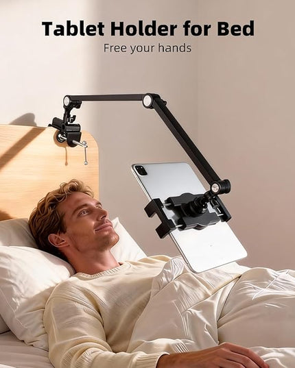 ZUZUXI iPad Desk Mount, Adjustable Foldable Tablet Aluminum Arm, 360° Rotation, Tablet Stand Holder for Bed, Fits 4.7"-15" iPad Pro/Air/Mini, Phones, Galaxy Tab, Portable Monitor