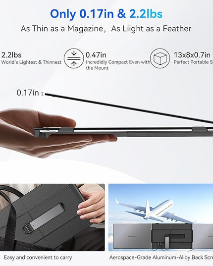 Blackview DCM6 Triple Laptop Screen Extender,14" 1080P FHD IPS Portable External Screen,Two Cable USB C Travel for 13-17'' Laptop,Plug & Play Compatible with Windows/Mac/Chrome OS and Mobile Devices