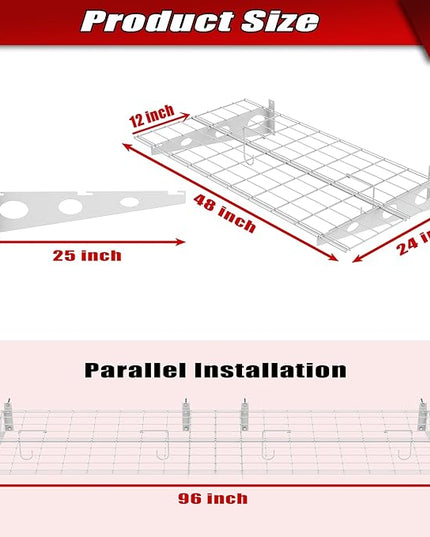 WALMANN 2 Pack Garage Wall Shelves, 2 x 4 ft/24 * 48 inch Wall Mounted Storage Shelves for Garage Heavy Duty Wall Shelving, Holds Up to 220 lbs(White)