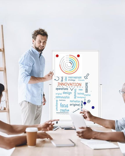 H-Qprobd Magnetic Whiteboard Mobile Dry Erase Board with Stand 40"x28" Double Side Rolling Whiteboards on Wheels for Home, Office & School
