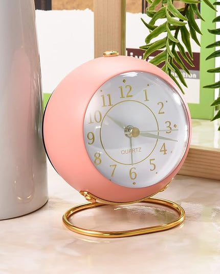 Tetino Analog Alarm Clocks,Retro Backlight Cute Simple Design Small Desk Clock with Night Light,Silent Non-Ticking,Battery Powered,for Kids,Bedroom,Travel,Kitchen,Bedside Desktop. (Black)