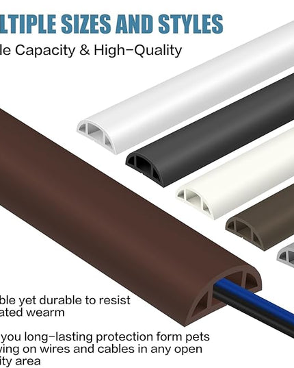 Floor Cord Covers for Wires 20FT Cable Hider Wire Cover Self Adhesive Cord Hider Floor for Offices, Homes, Workshops, Warehouses Cable Cavity 0.39" W x 0.27" H