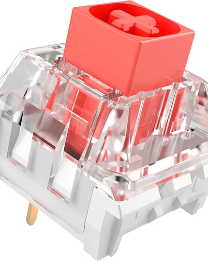Kailh Box Red Switches for Mechanical Keyboard,3-Pin 45gf Linear/Factory Lubed/Dust&Waterproof Switches(Kailh Box Red,90Pcs)