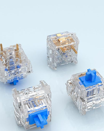 Zhouwang Crystal Blue Click Switch 88Pcs,Kailh Box Click Switch 2Pcs,Dustproof and Waterproof,Suitable for Gaming Mechanical Keyboard (90Pcs)
