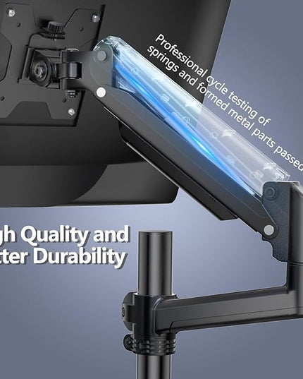 WALI Single Monitor Arm 13-32 Inch, Single Monitor Mount, Vesa Desk Mount up to 19.8lbs Gas Spring Arm with Clamp, VESA 75x75mm or 100x100mm Compatibility(GSDM001), Black
