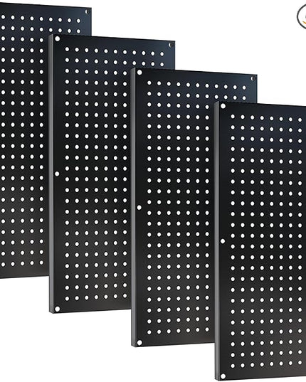 Metal Pegboard Storage System, Garage Wall Organizer, Tool Storage Panels for Workbench (Black 31.5"x15.75"-4PCS)