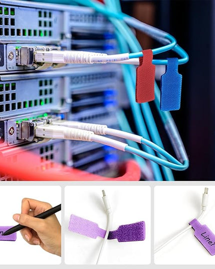 8 Pcs Cable Labels, 1.77x0.79 Inch Multicolored Handwriting Cable Tags for Organizing Wires and Identification, Reusable (8 Colors)