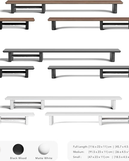 Raico Desk Cockpit Shelf Monitor Stand System Dual Screen Setup Wood Large Desk Accessory Organizer Unit (Black Wood, Small | 18.8 Inches)