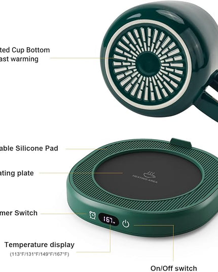 Coffee Mug Warmer & You are Awesome Mug Set, Electric Cup Warmer with Auto Shut Off, 4 Temperature Setting Smart Beverage Warmer, 8-Hours Auto Shut Off