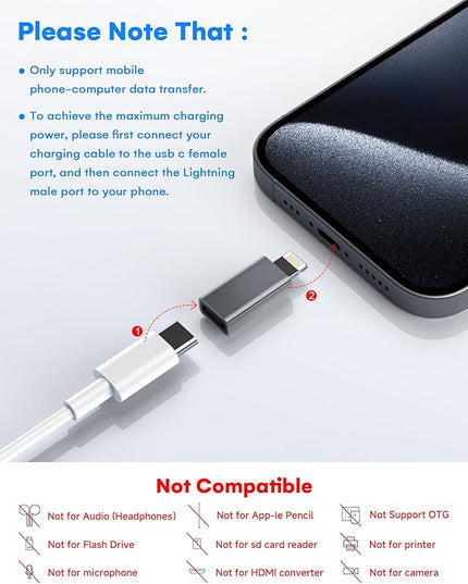 MFi Certified USB C to Lightning Adapter 4-Pack, 27W Fast Charging & Data Sync, Lightning to USB Type C Cable Adapter Compatible with iPhone 14/13/12/Pro/Max, iPad, AirPods, with Anti-Loss Lanyard