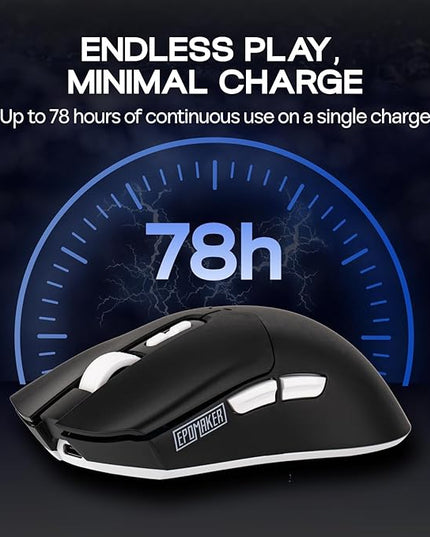 EPOMAKER Click Lite Wireless Gaming Mouse, 800 to 12,000 DPI Adjustable, PAW3311 Sensor, 500mAh, 59g, 2.4G/BT/USB-C Rechargeable Wireless Mouse with 5 Programmable Buttons for PC/Mac/Linux (Black)