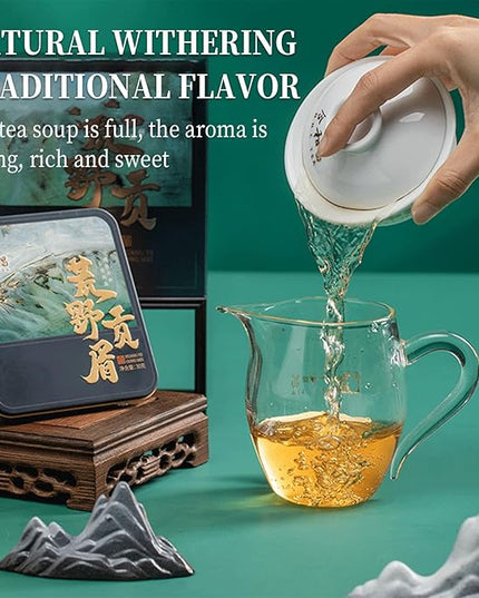 Organic White Tea Cake - White Organic Tea 6 Boxes Gift Set Cakes - 2023 Harvest Hand Picked, 6.34oz / 180g Chinese Fujian Ancient Gongmei Tree Premium Gifts for Home, Office,Camping Drinking