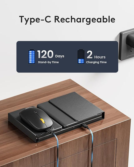 Foldable Keyboard and Mouse, Samsers Folding Bluetooth Keyboard Combo, 2.4G + BT5.0 x 2, Full-Size Portable Travel Keyboard & USB-C Rechargeable Wireless Mouse for iOS Android Windows Mac OS