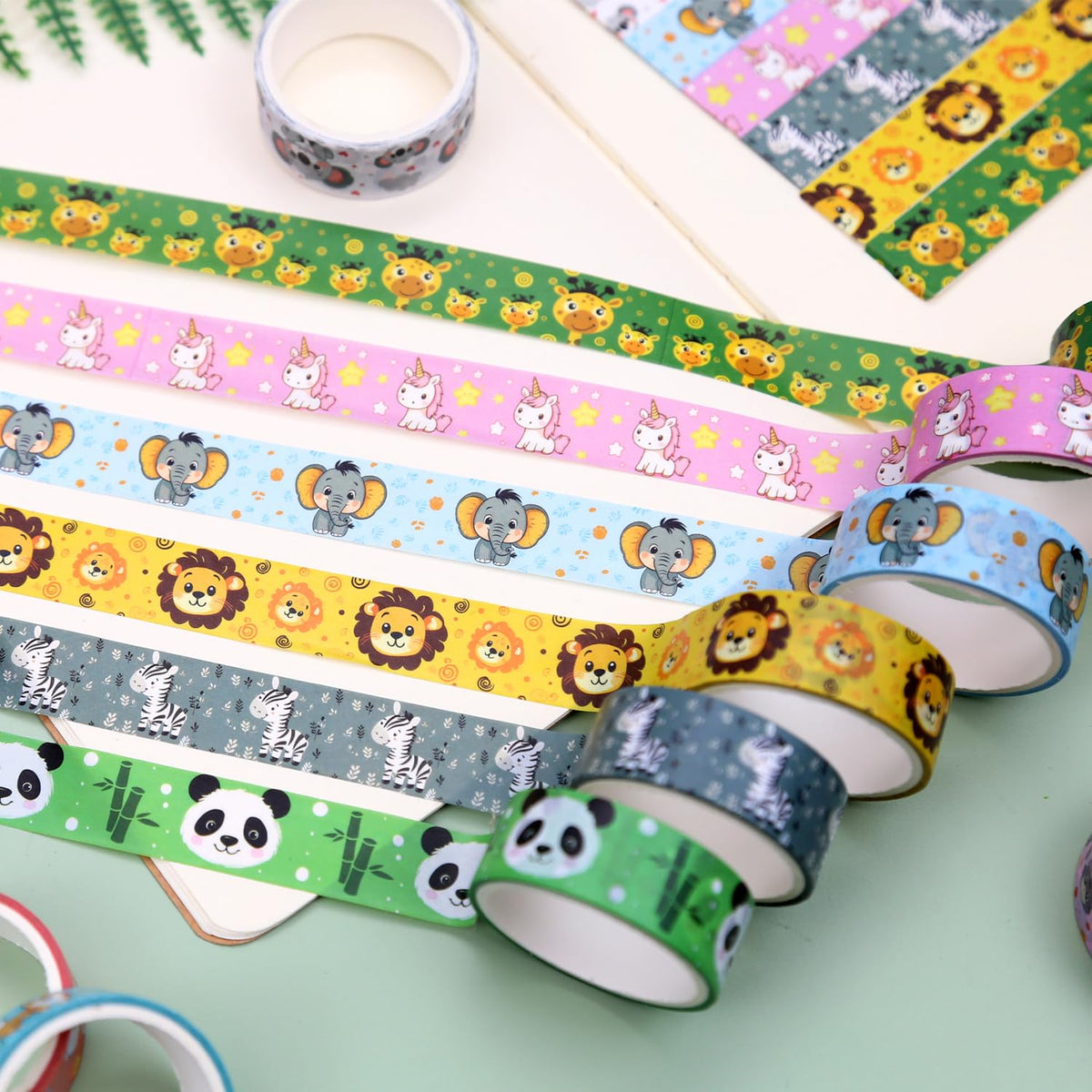 NIKOMIE Cute Washi Tape Set, 12 Rolls Kawaii Animal Decorative Tape Cartoon Forest Masking Tape for Journaling Supplies, Junk Journal, Scrapbooking, DIY Arts & Crafts, Gift Wrapping