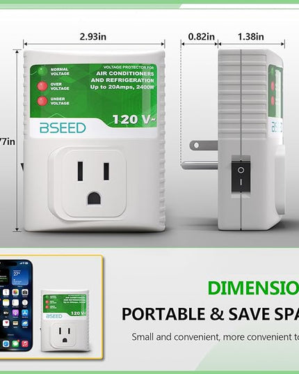 BSEED Surge Protector for Refrigerator, Wall Power Surge Protector Plug in for TV, Computer, Washing Machine, Freezer and Home Appliances, 120VAC, 20Amp, 2400Watts, 1 Pack