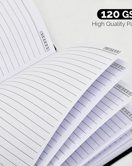 Nextnoid Hardcover Lined Journal Notebook - 120 GSM Thick Paper, Medium A5-256 Pages - Perfect For Writing, Journaling and Note-Taking (Black, Ruled)