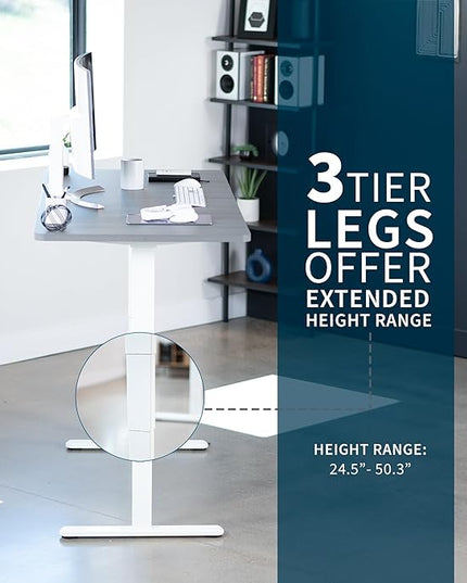VIVO Electric 71 x 30 in Dual Motor Sit Stand Desk, Memory Height Adjustment, 2B Series, Dark Gray Top White Frame, DESK-KIT-2W7G