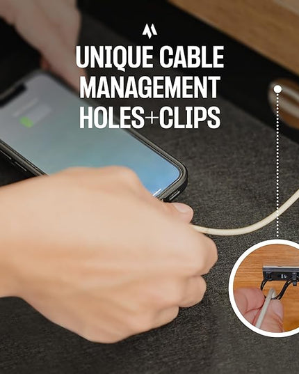 Under Desk Drawer Slide Out Attachment - Carbon Steel Undermount Table Drawer with Cable Management, Pull Out Add-On Storage for Office & Standing Desks (7.5" x 8" x 2.8")