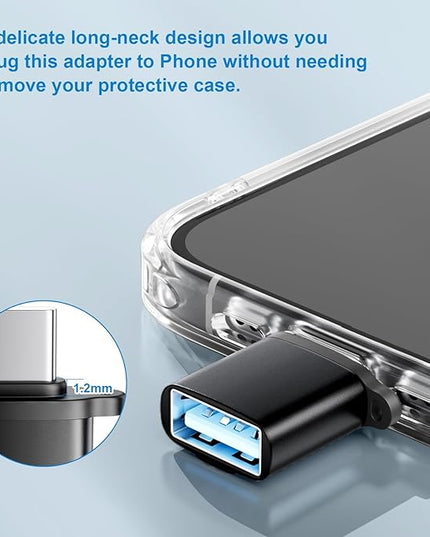 USB C to USB A Adapter 6 Pack,USBC to USB Adapter,TypeC Male USBA Female 3.0 Adaptor,USBC OTG Adapters for iPhone 16 15,MacBook Pro,iPad,Samsung Galaxy,Black