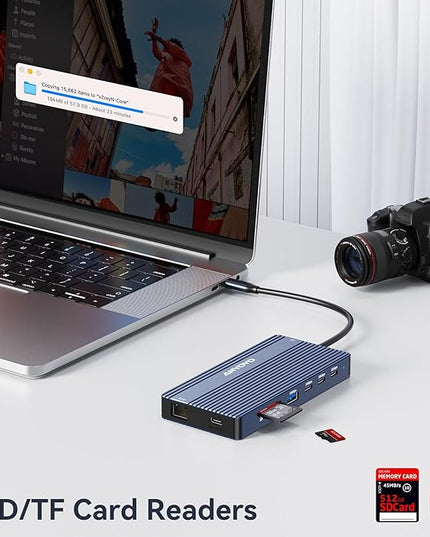 USB C Docking Station, 14 in 1 USB Hub for 3 Monitors, Dual 4K@60Hz HDMI & USB-C Video, 4xUSB-C(10Gbps), 3X USB-A, Ethernet, SD/TF & 3.5mm Audio Jack – Multiport Adapter for Laptop/HP/Dell/Lenovo
