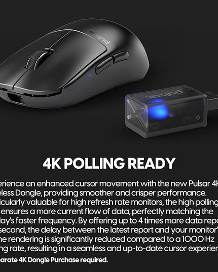 Pulsar Gaming Gears X2H mini Wireless Gaming Mouse, Ultra Lightweight 1.83 oz (52 g), Symmetrical, Optical Switch, 2.4 Ghz 1 ms, 26000 DPI, PAW3395 Sensor (Mini, Wireless, Black)