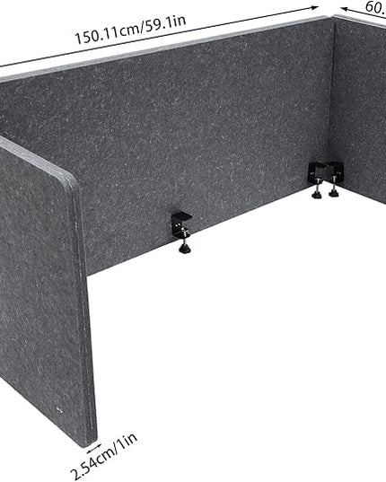 3 Pack Polyester Desk Dividers, Soundproof Room Divider Office Furniture Partitions Desk Panel with Clamps, Stand Up Freestanding Desk Privacy Panel for Office Classroom(59.1"x23.8"+23.8"x23.8")