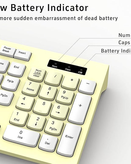 Wireless Keyboard and Mouse Combo, Full-Sized Wireless Keyboard and Adjustable DPI Mouse, 2.4GHz USB Receiver, Keyboard and Mouse for PC, Windows, Desktop, Laptop (Canary Yellow)