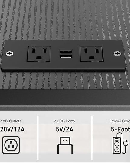JANE EYRE Computer Tower Stand - Adjustable PC Tower Stand CPU Holder Cart with Charging Station for Office Home Classroom,23.03"-28.3" H, black