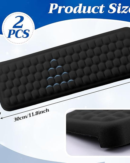 2 Pcs L-Shaped Desk Elbow Pad Set Desk Edge Cushion Memory Foam Wrist Rest Elbow Pads Arm Rest Comfort Support Padding with Non-Slip Base for Office Home Gaming (Black)