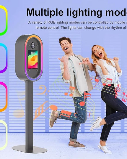 Professional iPad Photo Booth Stand with RGB Ring Light & Umbrella, Compatible with 10.2–13" iPad, Remote Control, Includes Flight Case for Events, Weddings & Rental Use (Black, for 10.2)