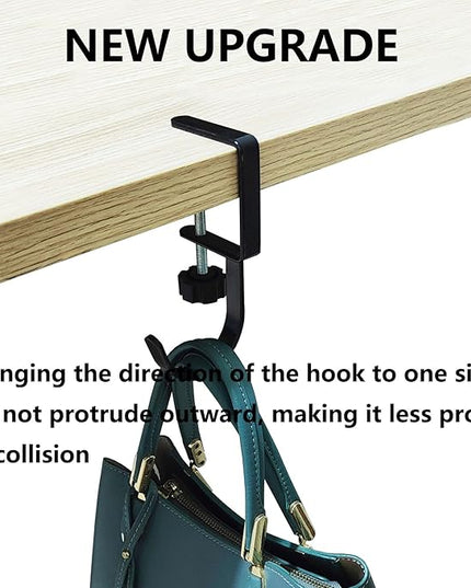 KISOY Purse Hook for Table Handbag Hangers Purse Hanger for Desk Bag Hooks for Tables can Hook Bag Purse Heavy Duty Foldable Purse Holder for Table Floding (Left-J Type Hook)