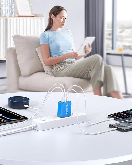 2-Pack USB C Wall Charger Block,60W 5-Port C Charger Fast Charging Block PD Power Adapter +QC 3.0 Multiport Type C Box Charger Cube USB A Wall Plug for iPhone 14/15/16/17 Pro Max,Samsung Galax