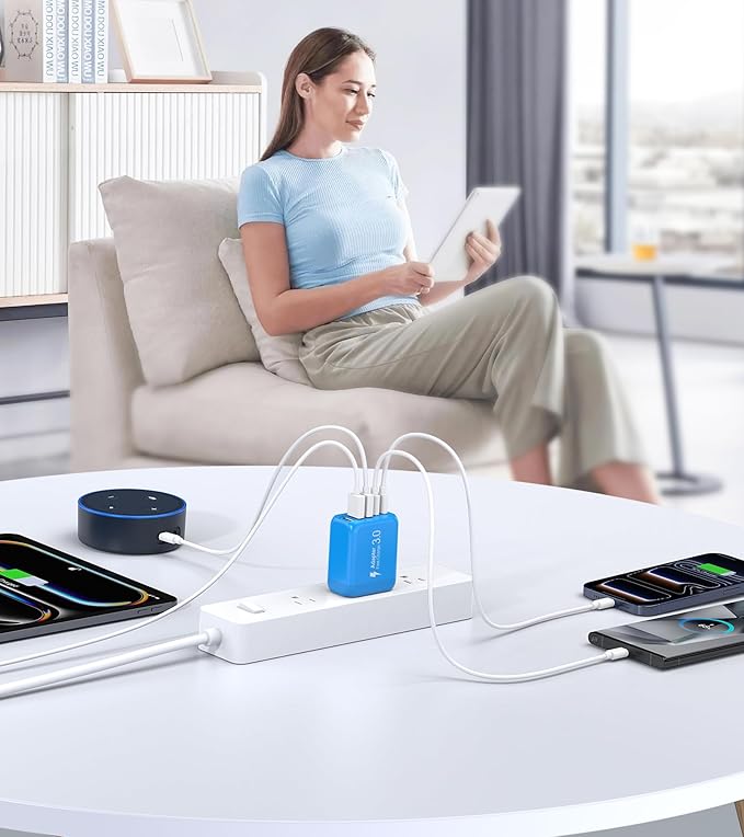 2-Pack USB C Wall Charger Block,60W 5-Port C Charger Fast Charging Block PD Power Adapter +QC 3.0 Multiport Type C Box Charger Cube USB A Wall Plug for iPhone 14/15/16/17 Pro Max,Samsung Galax