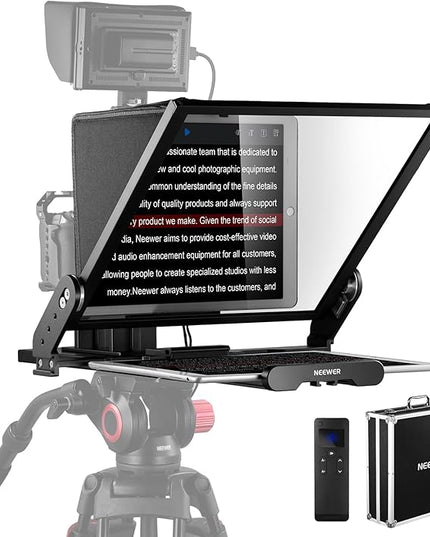 NEEWER Teleprompter X17 II with RT113 Remote/APP Control, 17" HD Beamsplitter All Metal Frame Upgraded Camera Mount QR Plate Compatible with Manfrotto 501PL iPad iPhone, Max Load 44.1Ib, Assembly Free