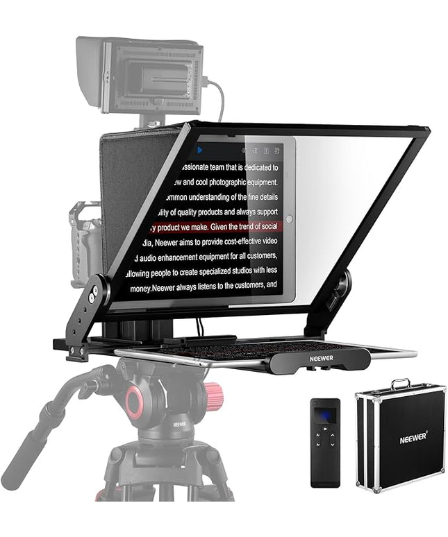 NEEWER Teleprompter X17 II with RT113 Remote/APP Control, 17" HD Beamsplitter All Metal Frame Upgraded Camera Mount QR Plate Compatible with Manfrotto 501PL iPad iPhone, Max Load 44.1Ib, Assembly Free
