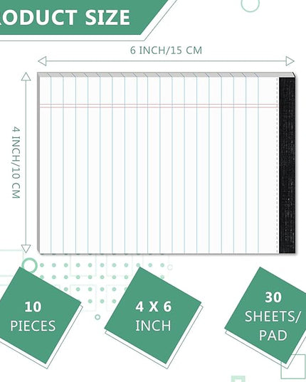 10 Pads Legal Pads 4x6 Inch Lined Ruled Perforated Writing Pad Small Notepads for Grocery List Shopping List To-Do List Narrow Rule Pad (30-Sheet/Pads) College Ruled Memo Pad Scratch Pad Lined Note