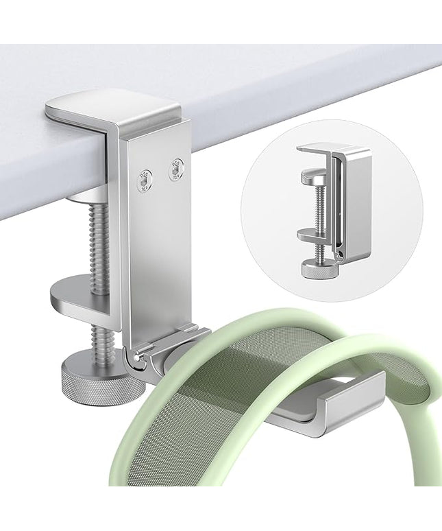 Headphone Stand for Desk – Aluminum Under Desk Headset Stand with Foldable Hook, Headphone Holder Clamp Mount for Gaming Accessories, Space-Saving Headset Hanger