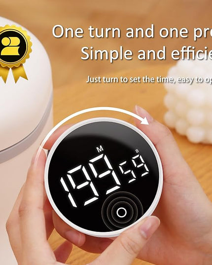 Digital Kitchen Timer, Rechargeable Magnetic Visual Timer with Large LED Display, Adjustable Volume for Classroom, Cooking, Fitness, Baking, Kids Learning & Teaching (1, White)