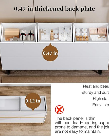 Chrangmay Modern Chest of Drawers with 9 Drawers,Deep Drawers,Clothes Organizer,Large Storage Cabinet for Living Room, Bedroom,Hallway,with Anti-Tipping Device, White