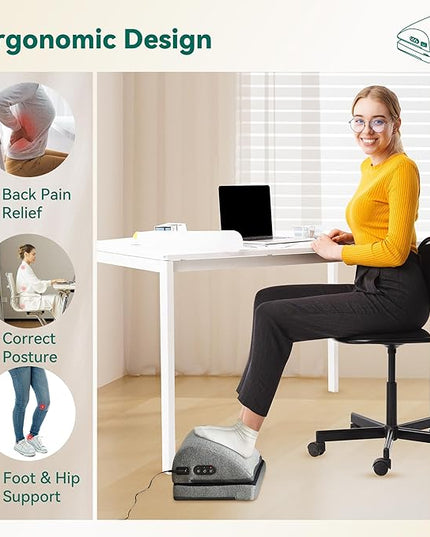 Snailax Heated Foot Rest Under Desk at Work, Ergonomic Footrest with Vibrating Massage and Adjustable Height, Foot Warmer, 3 Vibration Modes & 2 Heating Levels,Memory Foam,Office Home Gaming