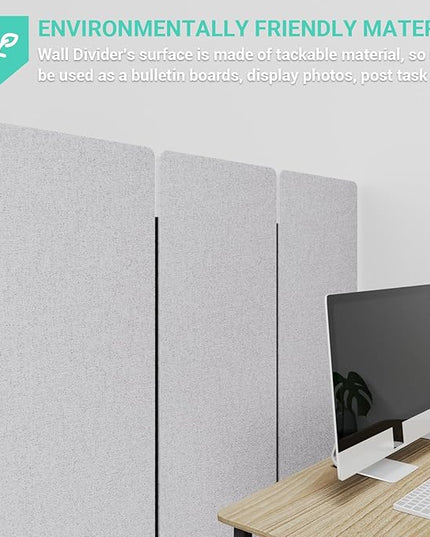 Soundproof Room Divider W/Wheels, 66in Office Dividers for Sound Proofing & Reducing, Sound Proof Dividers for Office Partitions Portable Acoustic Wall Divider (Cool Grey, 3 Panel+3 Panel)