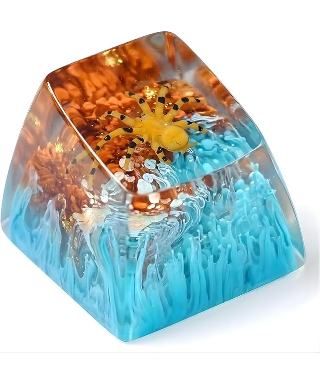 Tarantula Spider Artisan Keycap Blue and Brown Forest R1 SA Profile Custom Insects Keycaps 1U ESC Handmade Gaming Resin Key Cap Cherry MX Switch Compatible Mechanical Keyboard Spider Lover Gift