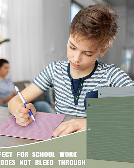 PerKoop 600 Sheets Colored Loose Leaf Paper 8.5" x 11" college ruled Lined 3 Hole Punched notebook Filler Paper for 3 Ring Binders Office School Supplies (Morandi Colors)
