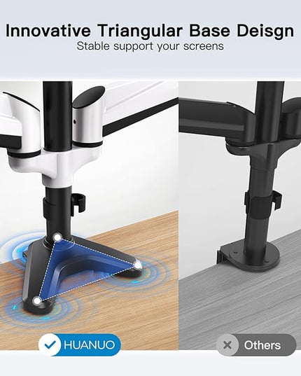 HUANUO Triple Monitor Stand - Full Motion Articulating Monitor Mount Fit Three 17 to 32 inch LCD Computer Screens with Clamp, Grommet Kit
