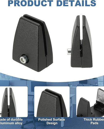 PATIKIL 20 Pcs Office Desk Partition Support Bracket, Aluminum Alloy Sneeze Guard Support Clamps Desktop Divider Clips for Offices Stores Counter Privacy Panel, Black