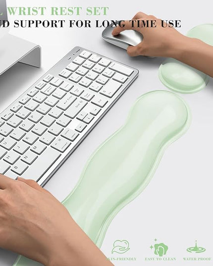 Gel Wrist Rest for Keyboard and Mouse, Wrist Rest for Keyboard, Mouse Wrist Support, Pain Relief, Cool Touch, Non-Skid, Keyboard Wrist pad