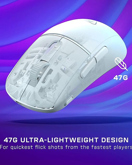 Turtle Beach Burst II Air Wireless Gaming Mouse - 47g Ultra Lightweight, Optical Switches, 26000 DPI Optical Sensor, 120-hour Rechargeable Battery, Symmetrical Design, Bluetooth, USB-C Cable – White